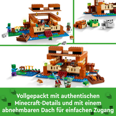 LEGO Minecraft Das Froschhaus - Spielzeug mit Boot, Tierfiguren & Zubehör - Gaming Spielset mit Ruderboot, Ofen, Kuchen und Honig - Gamer Geschenk für Jungen & Mädchen ab 8 Jahren - 21256