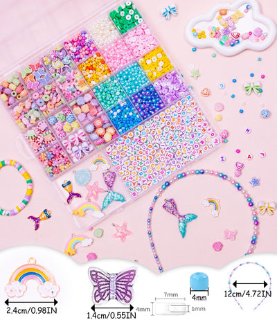 MiuCo Perlen Set für Armbänder Selber Machen für Bastelset Kinder ab 6 jahre, Schmuck Basteln Mädchen 8 jahre für Geschenke, Bunte Perlen zum auffädeln Geschenke Mädchen 5 7 9 10 Jahre