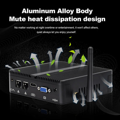 WEIDIAN Mini Industrie PC Lüfterloser PC Celeron J4125 8GB RAM 256GB SSD 2LAN HD VGA Win11 Mini PC Lüfterlos Hohe Leistung Kompaktes Design Embedded Industrie Mini Computer, Lüfterloser Mini PC