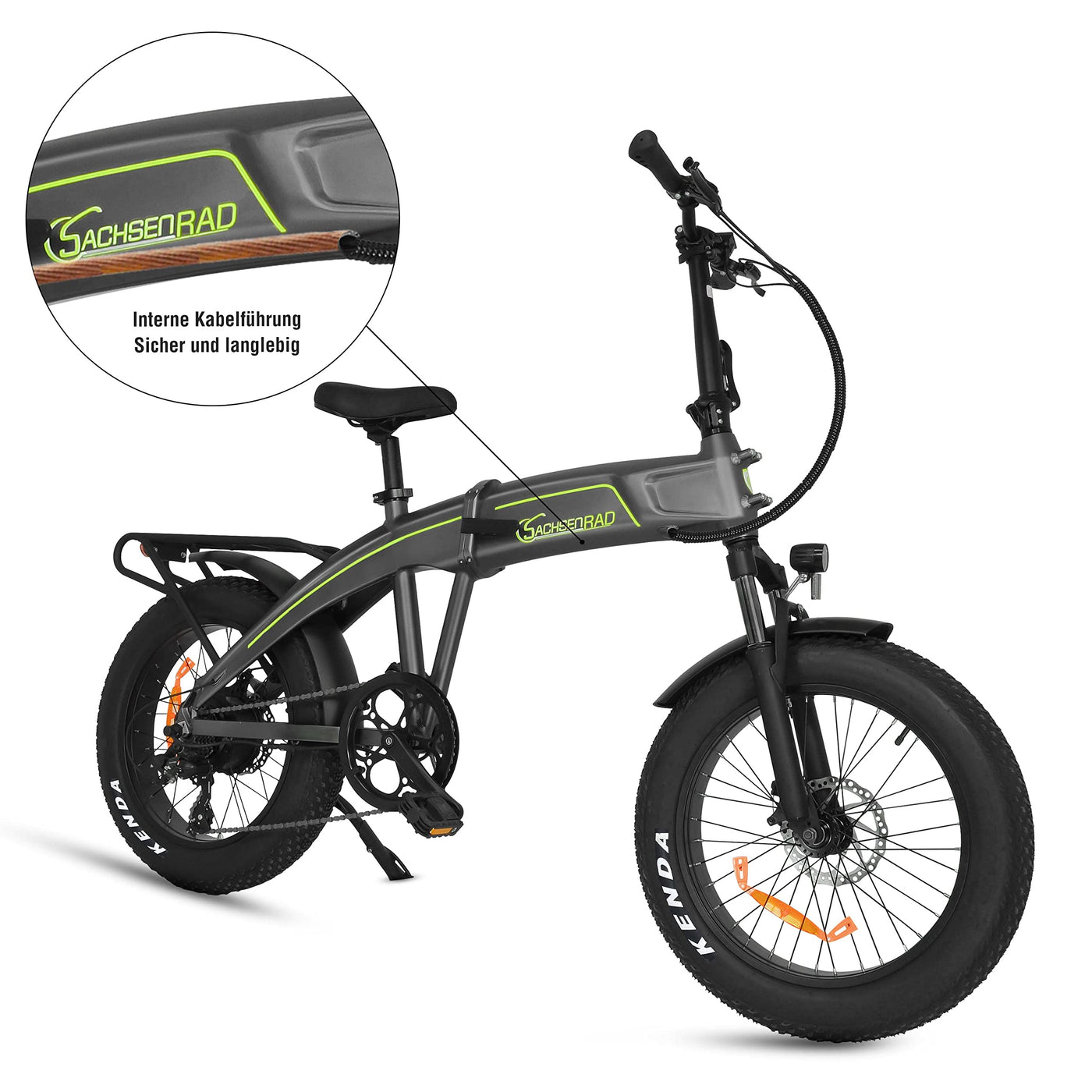 SachsenRAD E-Folding Bike Klapprad F6 Safari 20 Zoll Fatbike StVZO | 85N.M Bafang Geländemotor | Interne Kabelführung | Hochwertige Eloxierung | Ebike Elektrofahrräder Klappbar Pedelec e-Fatbike