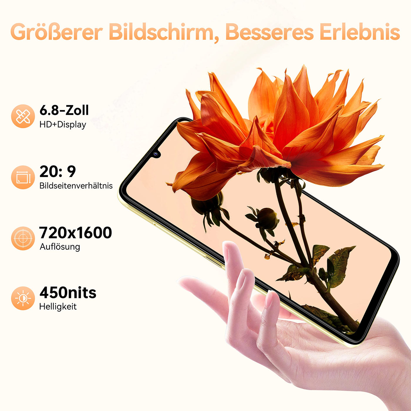 OUKITEL Smartphone Ohne Vertrag C33 Android 13 Handy Günstig, 256GB Smartphone (2TB Erweiterbar) 4G Handy 6.8 Zoll Großes Display, 50MP Kamera Face ID/Fingerabdruck/Dreifache SIM/GPS