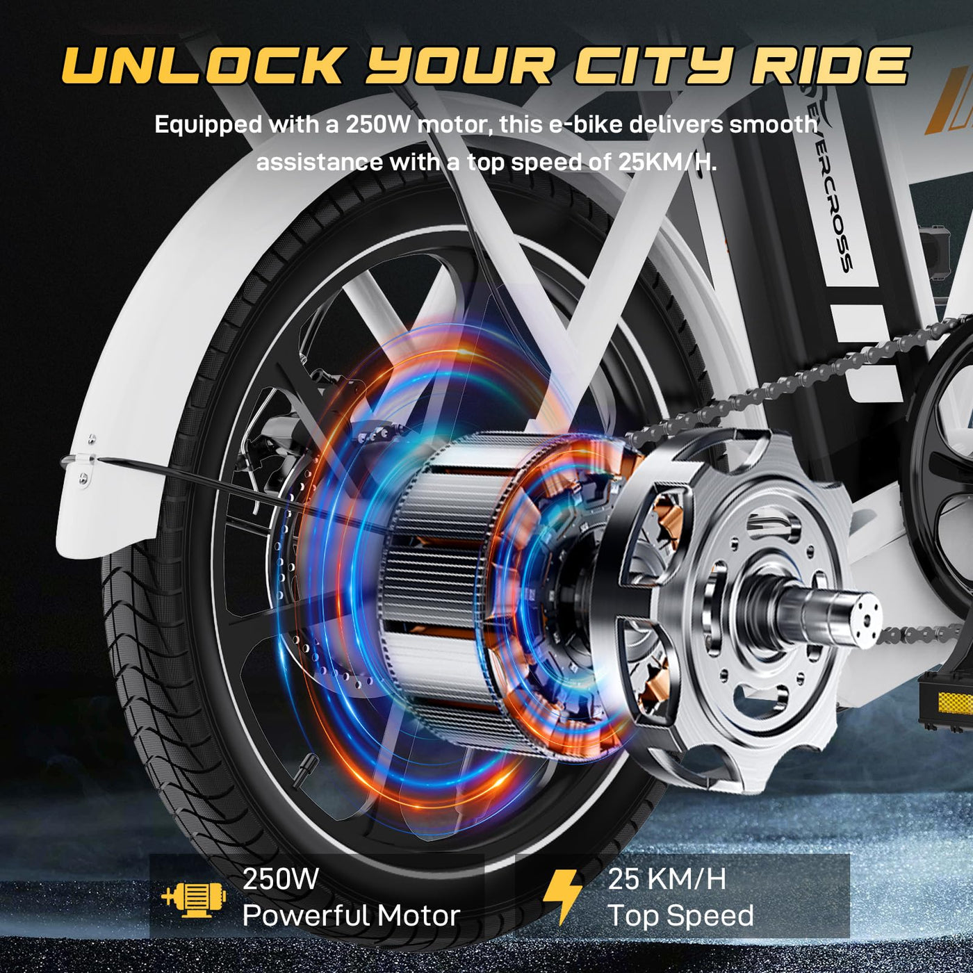 EVERCROSS EK5 Elektrofahrrad, 250W E Bike für Erwachsene, 36V Faltbares Elektrofahrräder Mountainbike, bis zu 25KM/H, Reichweite 35-60km, 16'' Reifen Elektrisches City Bike mit Verstellbarem Sitz