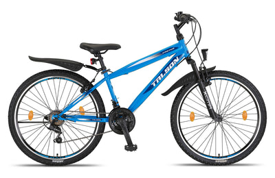 Talson 26 Zoll Mountainbike Fahrrad MIT 21-Gang, Gabelfederung & Beleuchtung Blau