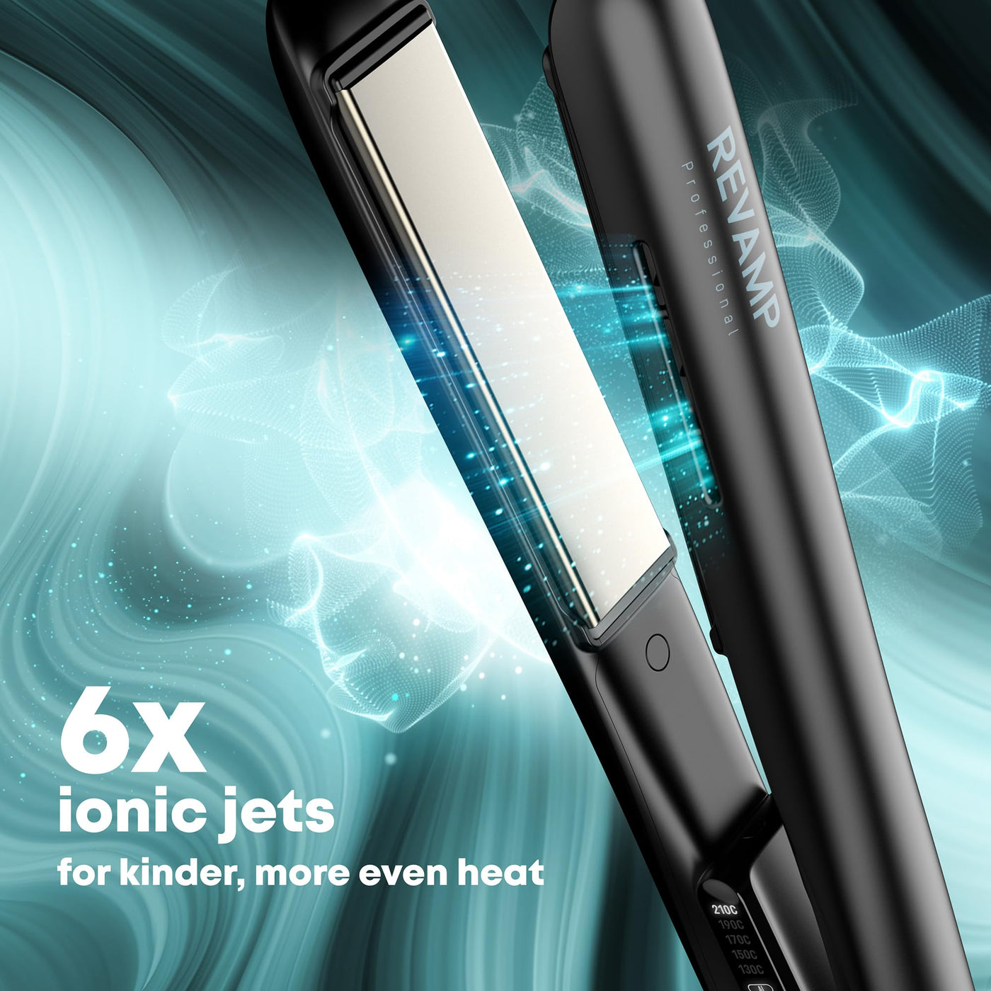 Revamp Progloss Ion Shine Keramik-Glätteisen mit Ionen-Technologie für jederzeit frizzfreie Ergebnisse, angereichert mit Progloss Smooth Keratin, Argan- und Kokosöl, verschiedene Hitzestufen, Schwarz