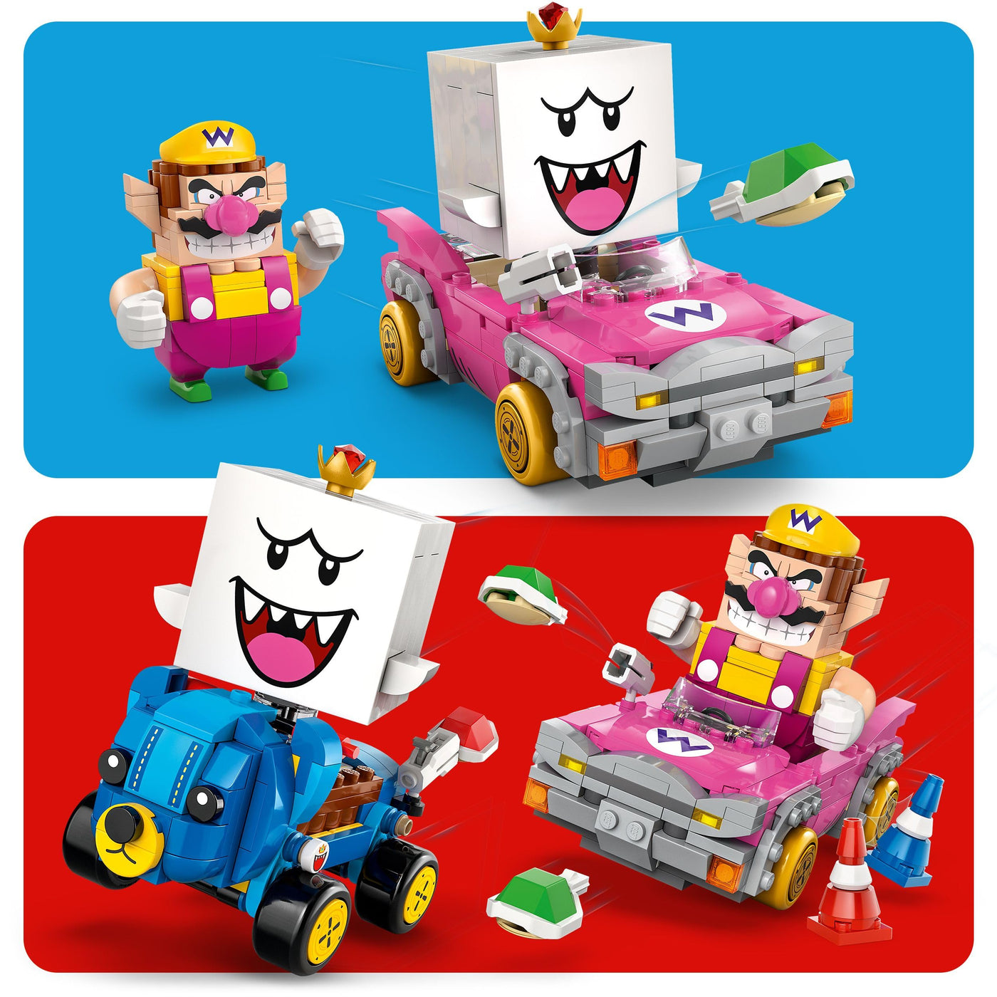 LEGO Super Mario: Mario Kart - Wario & König Buu Huu - Interaktives Spielzeug mit 2 Autos und 2 Figuren zum Spielen und Ausstellen - Gaming Geschenk für Jungen und Mädchen ab 8 Jahren - 72038