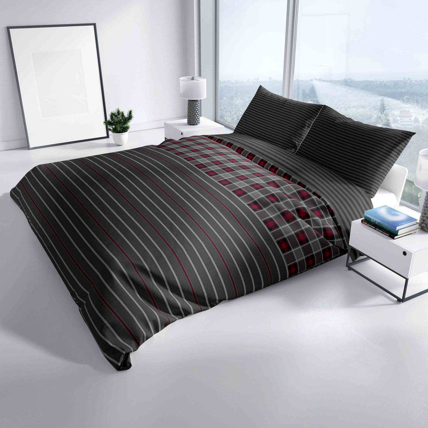 Leonado Vicenti - Bettwäsche grau Baumwolle 135x200 155x220 200x200 200x220 gestreift modern Schlafzimmer Garnitur Set Bezug Decke