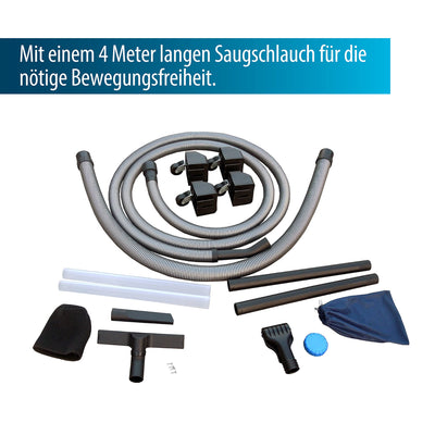 AquaForte Nass-/Trockensauger - 1400 w - Kunststoffbehälter - 35 l - 4 m Schlauch - Teich- und Poolreinigung, Schwarz