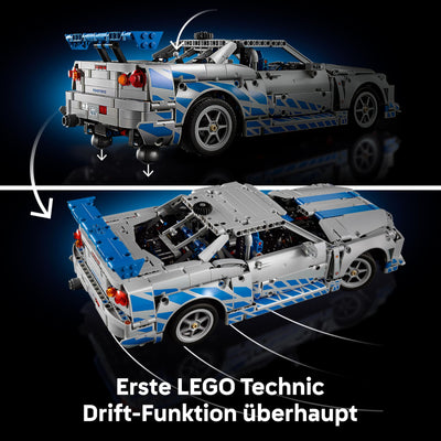 LEGO Technic 2 Fast 2 Furious Nissan Skyline GT-R R34 Automodell-Bauset für Erwachsene - mit Driftfunktion, Lenkung, Federung und 6-Zylinder-Motor - Sammlergeschenk für Fans - 42210