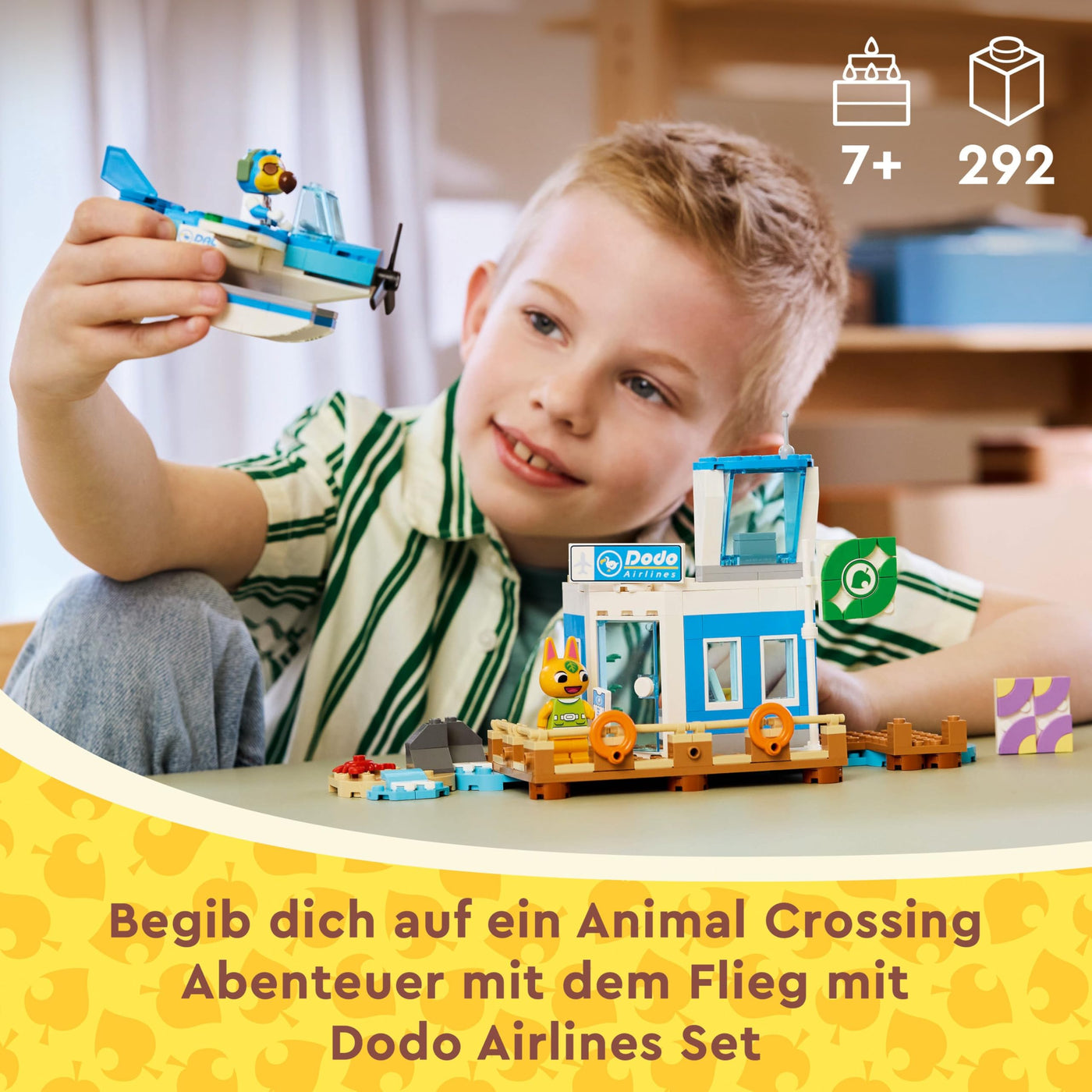 LEGO Animal Crossing Flieg mit Dodo Airlines, Videospiel-Spielset, Flughafen-Spielzeug, Wasserflugzeug und Pilot-Minifigur, Geschenk für Mädchen und Jungen ab 7 Jahren 77051