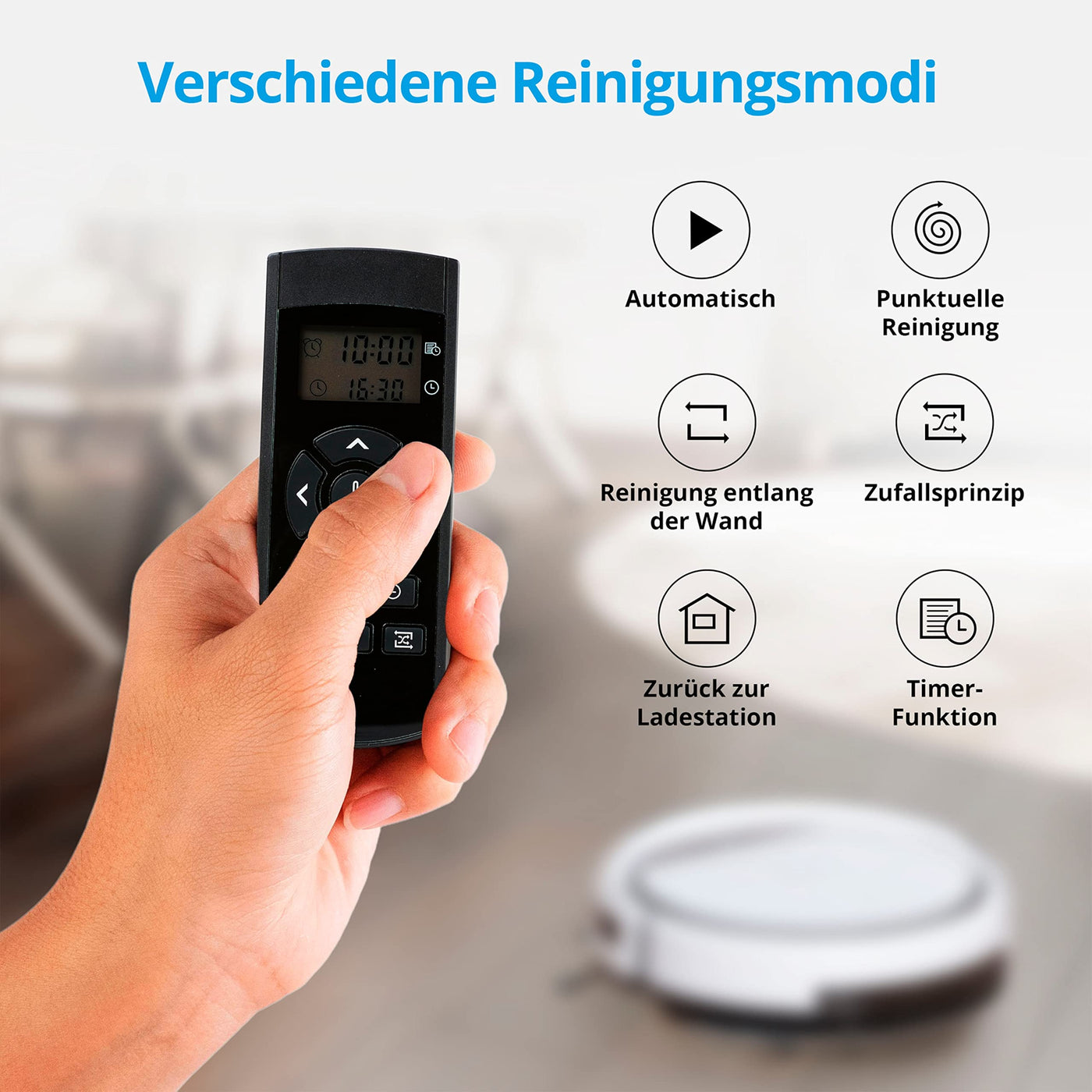 MEDION Saugroboter mit Wischfunktion E32 SW (2in1 Roboterstaubsauger für Böden Fliesen, Tierhaare Allergiker optimiert, Fernbedienung, Ladestation)
