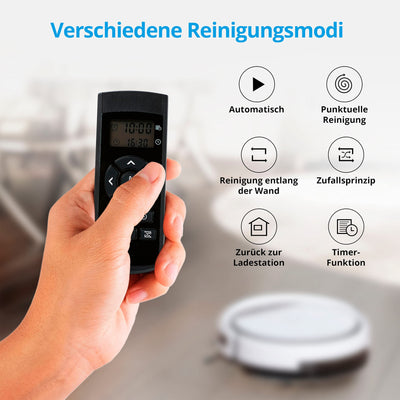 MEDION Saugroboter mit Wischfunktion E32 SW (2in1 Roboterstaubsauger für Böden Fliesen, Tierhaare Allergiker optimiert, Fernbedienung, Ladestation)
