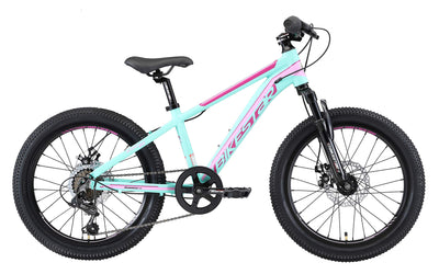 BIKESTAR Kinder Fahrrad Aluminium Mountainbike 7 Gang Shimano, Scheibenbremse ab 6 Jahre | 20 Zoll Kinderrad MTB | Mint Pink