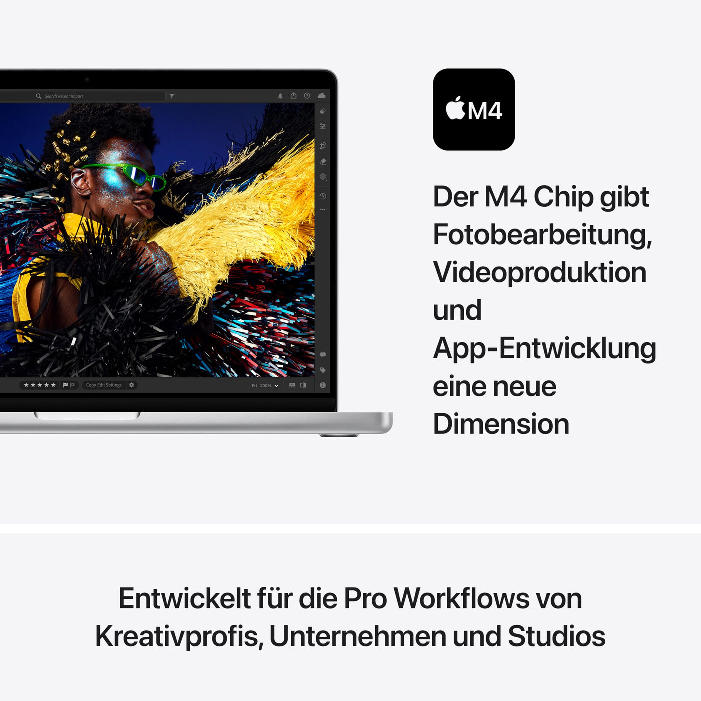 Apple 2024 MacBook Pro Laptop mit M4 Chip mit 10 Core CPU und 10 Core GPU: 14,2" Liquid Retina XDR Display, 16 GB gemeinsamer Arbeitsspeicher, 1 TB SSD Speicher; Silber