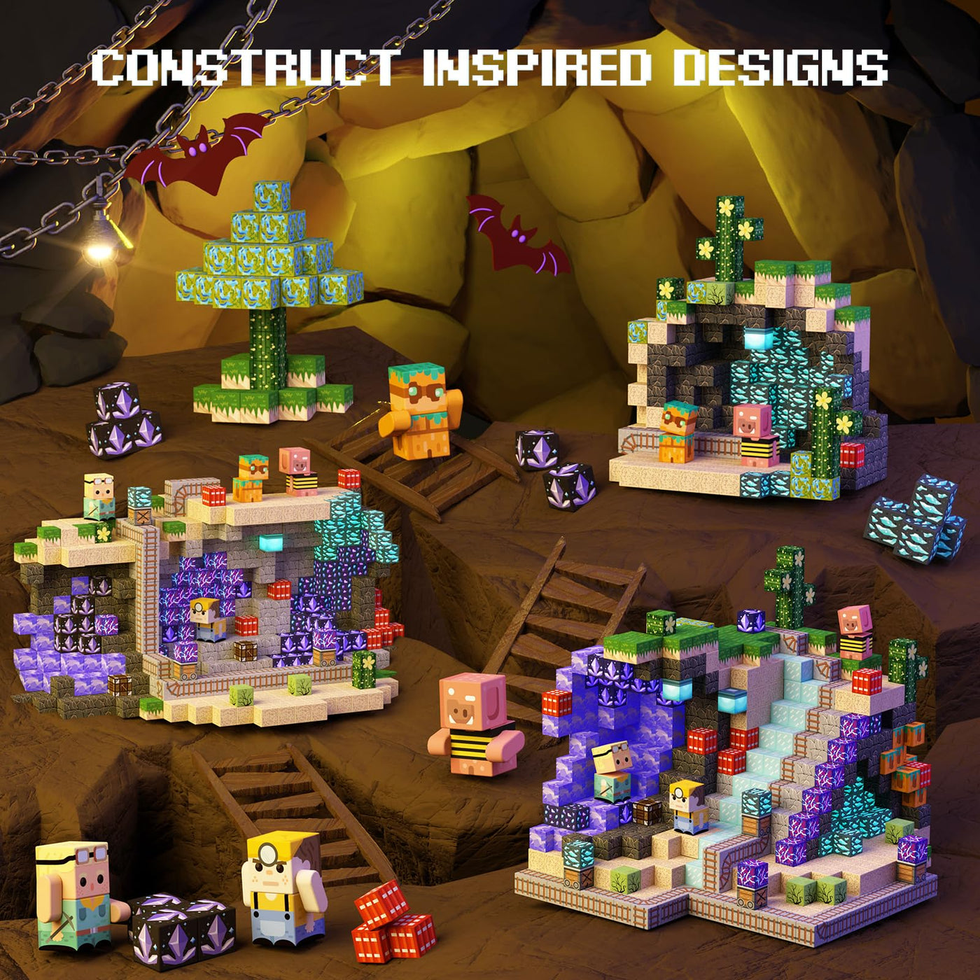 GobiDex Magnetische Bausteine Blöcke 100 Stück, MagWonder Bauen Sie mit Gemfifre Hollow Magnetblöcke, Game-Based STEM Montessori Spielzeug für Kinder ab 3 Jahren, Geschenk für Jungen und Mädchen