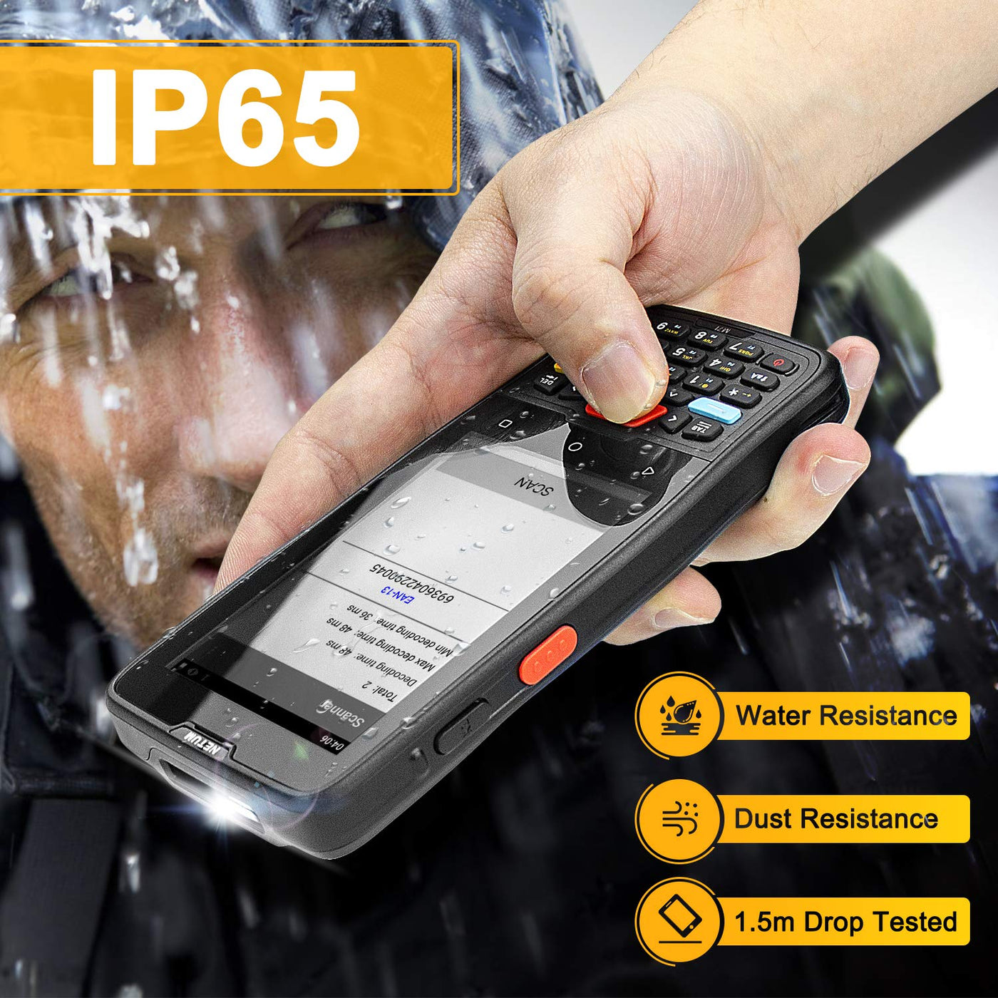 NETUM Handheld PDA Android 9.0 Terminal 2D Barcode Scanner LCD 4 Zoll Touchscreen mit WiFi 4G Bluetooth GPS PDA Barcode Reader