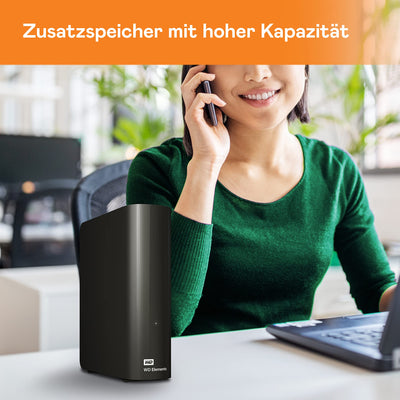 WD Elements Desktop-Speicher 20 TB (Desktop-Speicher USB 3.0-kompatibel, Zusatzspeicher für Fotos, Musik, Videos und alle anderen Dateien, stoßfest) Schwarz