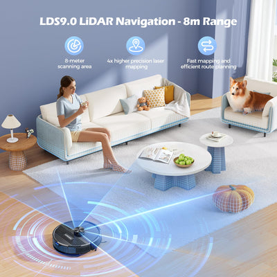 Lubluelu Saugroboter mit Wischfunktion 3-1, 4500Pa Staubsauger Roboter mit Lasernavigation, 54 dB Roboterstaubsauger mit Anti-Siphon-Technologie, 150 Min Laufzeit, APP Steuerung, 24 No-Go Zonen (SL68)