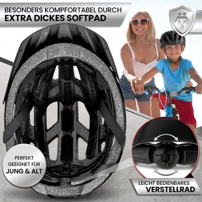 Dunlop Sports Fahrradhelm mit Licht - Sofort gesehen Werden - Ultraleichter Spezial Damen Herren Kinder Fahrrad Helm mit Visier und Rücklicht für hohe Sicherheit - Urban (Schwarz, M (55-59 cm)
