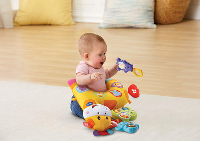 Vtech Baby Giraffenkissen – Niedliches Kissen zum Kuscheln, Spielen in Bauchlage und Rasseln – Für Kinder von 0-24 Monaten