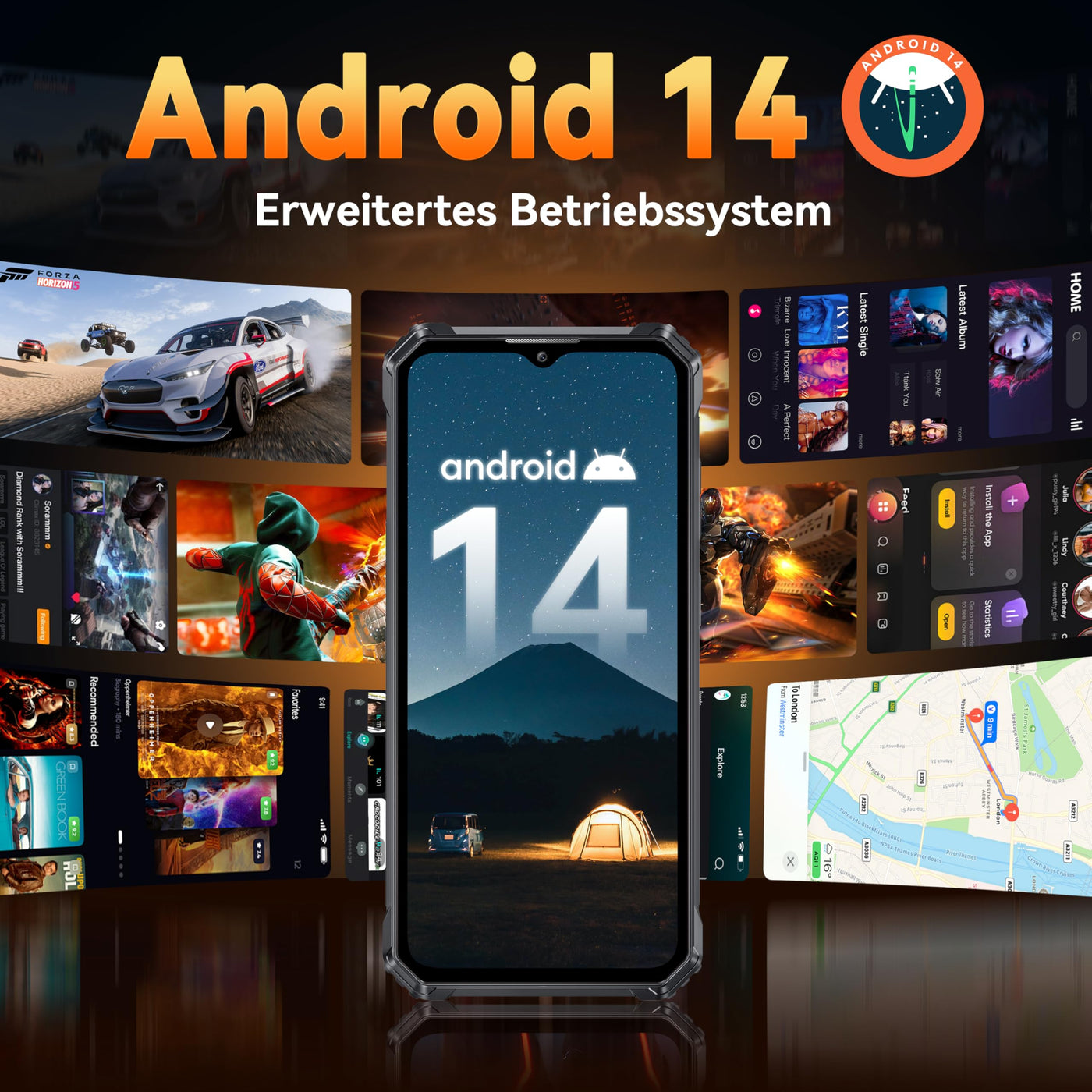 OUKITEL G1 Outdoor Handy Android 14-10600mAh 24GB+256GB Outdoor Smartphone Ohne Vertrag 6,52 Zoll 48MP+5MP Kamera baustellenhandy Dual SIM IP68/NFC/OTG/GPS/Face ID