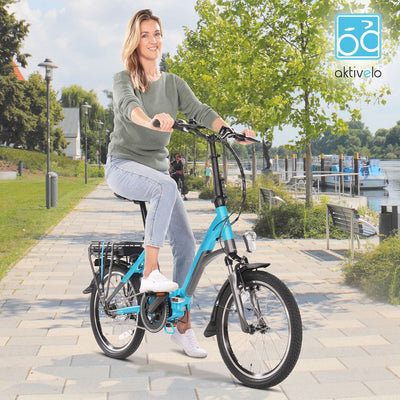 aktivelo E-Bike Klapprad 20 Zoll, Elektrofahrrad klappbar, Faltrad, E Bike Herren, E Bike Damen, 250W Ananda Mittelmotor, 36V/10,4Ah Lithium-Ionen-Akku,7-Gang, Schiebehilfe