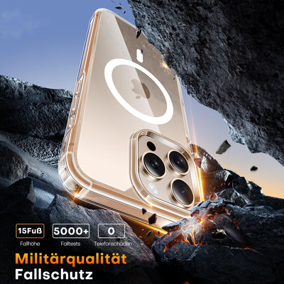 TAURI 5 in 1 für iPhone 16 Pro hülle, Handyhülle für iPhone 16 Pro Case, [Kompatibel mit MagSafe] [Vergilbt Nicht] Schlanke, Stoßfeste Telefon Hülle - Magnetisch Transparent