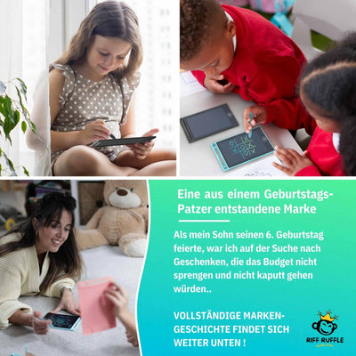 Riff Ruffle Bunte LCD Schreibtafel 6,5 Zoll, [12er Pack], Electight Zeichentafel mit Sperr-& Löschfunktion, Augenschutz-Kritzelblock Geschenke