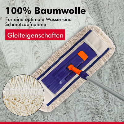 Thometzki Wischmopp-Bezug (2X, 40cm) - Bodenwischer-Wischbezug zur Echtholz Trocken- & Nass-Bodenpflege - Bodenwischer-Bezug für Parkett-Dielen, Laminat & Fliesen - Hochwertiger Wischer-Bezug Beige