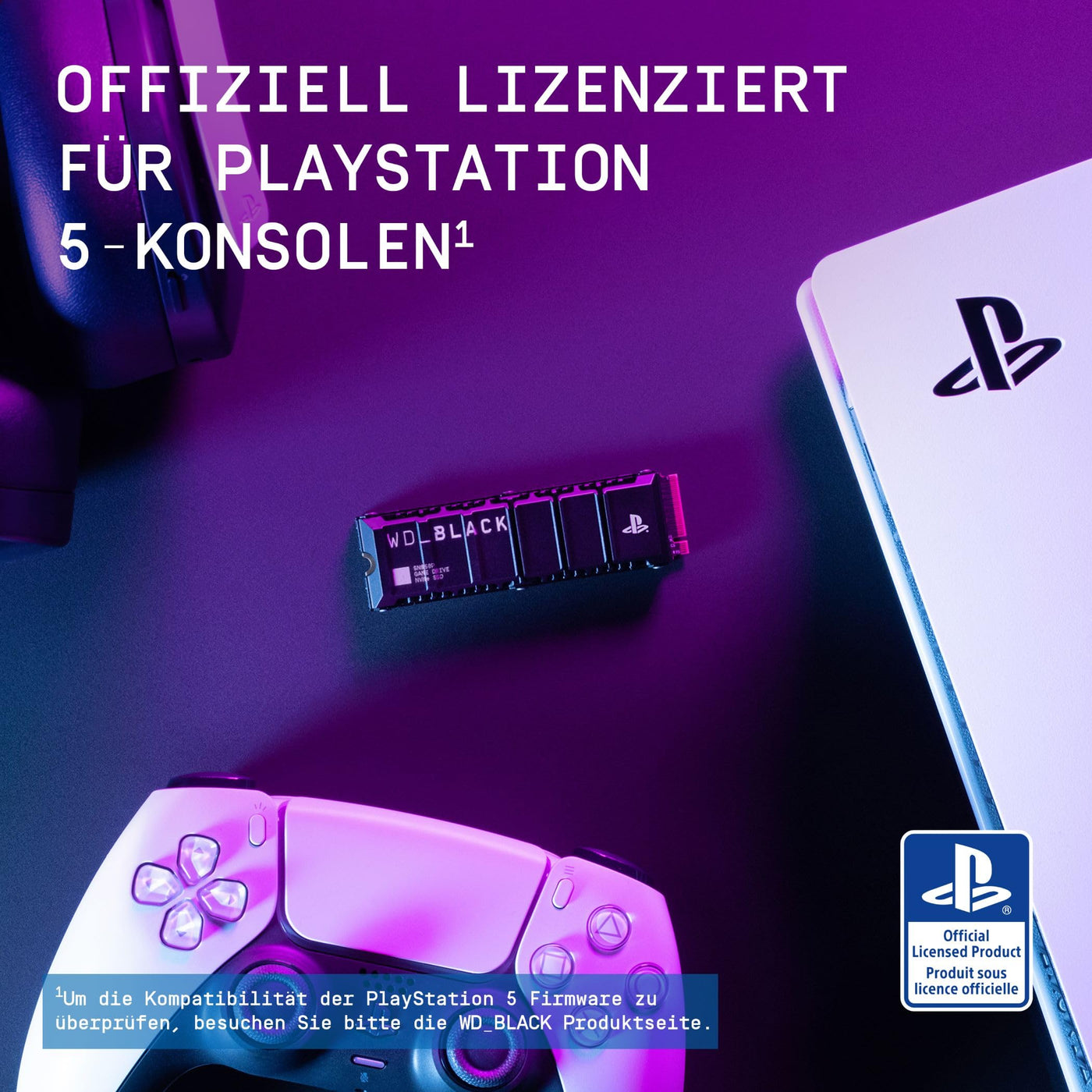 WD_BLACK SN850P 1 TB NVMe SSD Offiziell Lizenziert für PS5 Konsolen (interne Gaming SSD; optimierter Kühlkörper; PCIe Gen4 Technologie, bis zu 7.300 MB/s Lesen, M.2 2280)