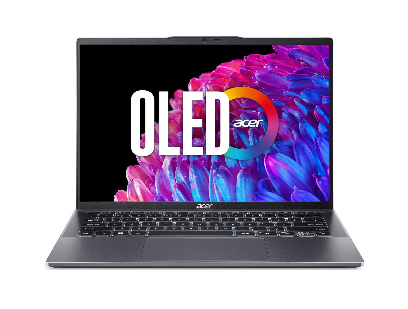 acer Swift Go 14 OLED (SFG14-63-R81N) Ultrathin/Laptop, 14" WQ2.8K OLED Display, AMD Ryzen 7 8845HS, 32 GB RAM, 1 TB SSD, AMD Radeon Grafik, Windows 11, QWERTZ Tastatur, grau