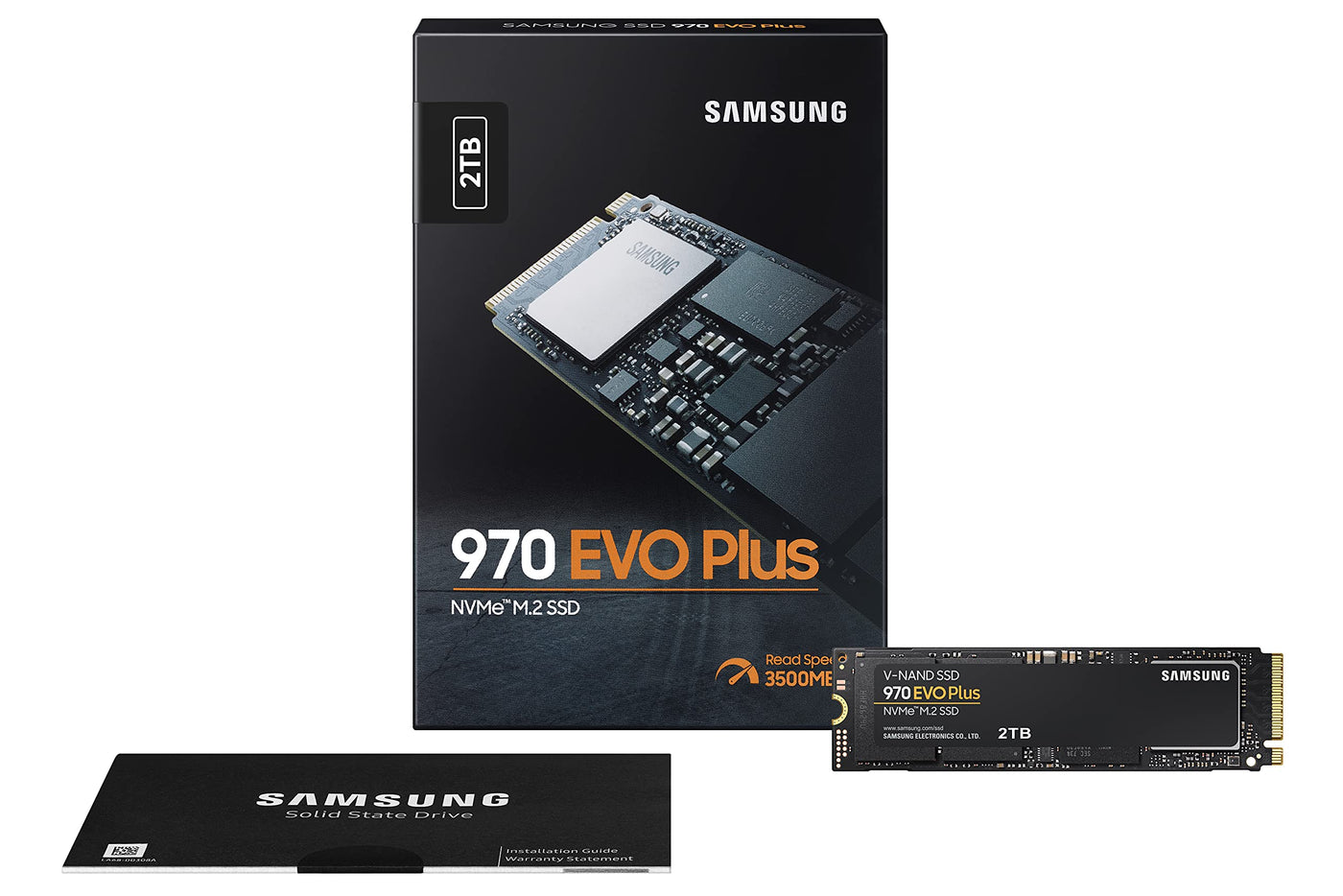 Samsung 970 EVO Plus NVMe M.2 SSD, 2 TB, PCIe 3.0, 3.500 MB/s Lesen, 3.300 MB/s Schreiben, Interne SSD für Gaming und Grafikbearbeitung, MZ-V7S2T0BW