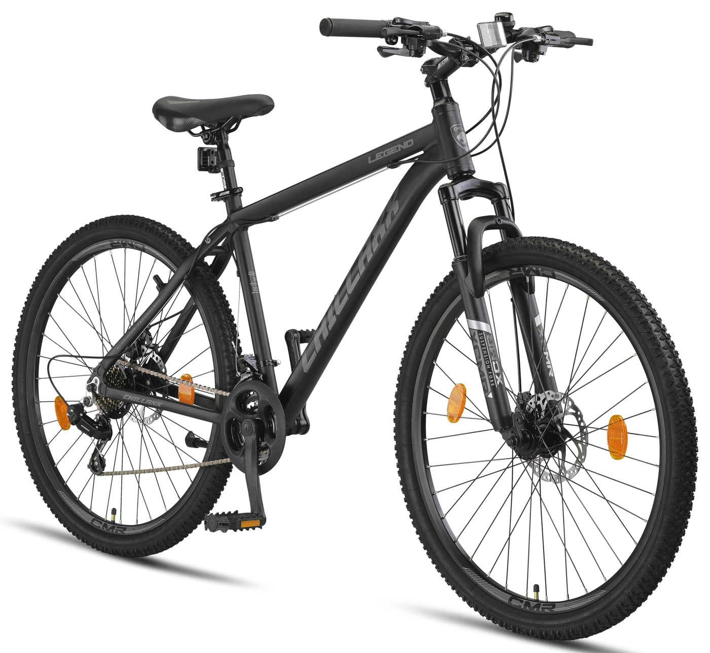 Chillaxx Bike Legend Aluminium 24, 26, 27,5 und 29 Zoll Shimano Mountainbike MTB Fahrrad für Jungen Mädchen Herren und Damen 21 Gang Schaltung Herrenrad Damenrad (27,5 Zoll, Schwarz Disc-Bremse)