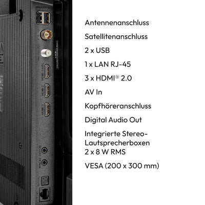 MEDION 125,7 cm (50 Zoll) Ultra HD Fernseher (Smart-TV, HDR10, VIDAA Store, Netflix, Prime Video, Disney+, DAZN, Paramount+, HbbTV, PVR, Bluetooth, MD 850200)