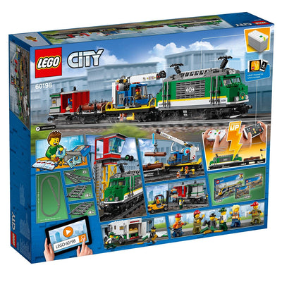 LEGO City Trains Güterzug - Zug Spielzeug, Gabelstapler, 32 Gleisstücke, Signalleuchten & 6 Minifiguren – Lokomotive Spielset für Kinder - Kreatives Geschenk für Jungen & Mädchen ab 6 Jahren - 60198