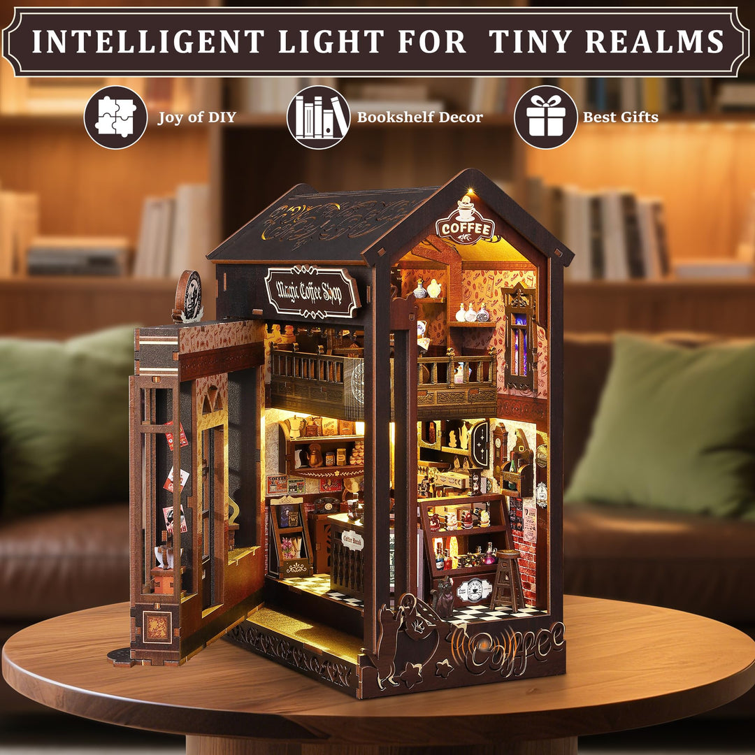 Book Nook Café Warmglow – Kit DIY Con Luz LED Para Montar Una Mini Cafetería De Madera, Regalo Ideal Para Amantes De Las Manualidades