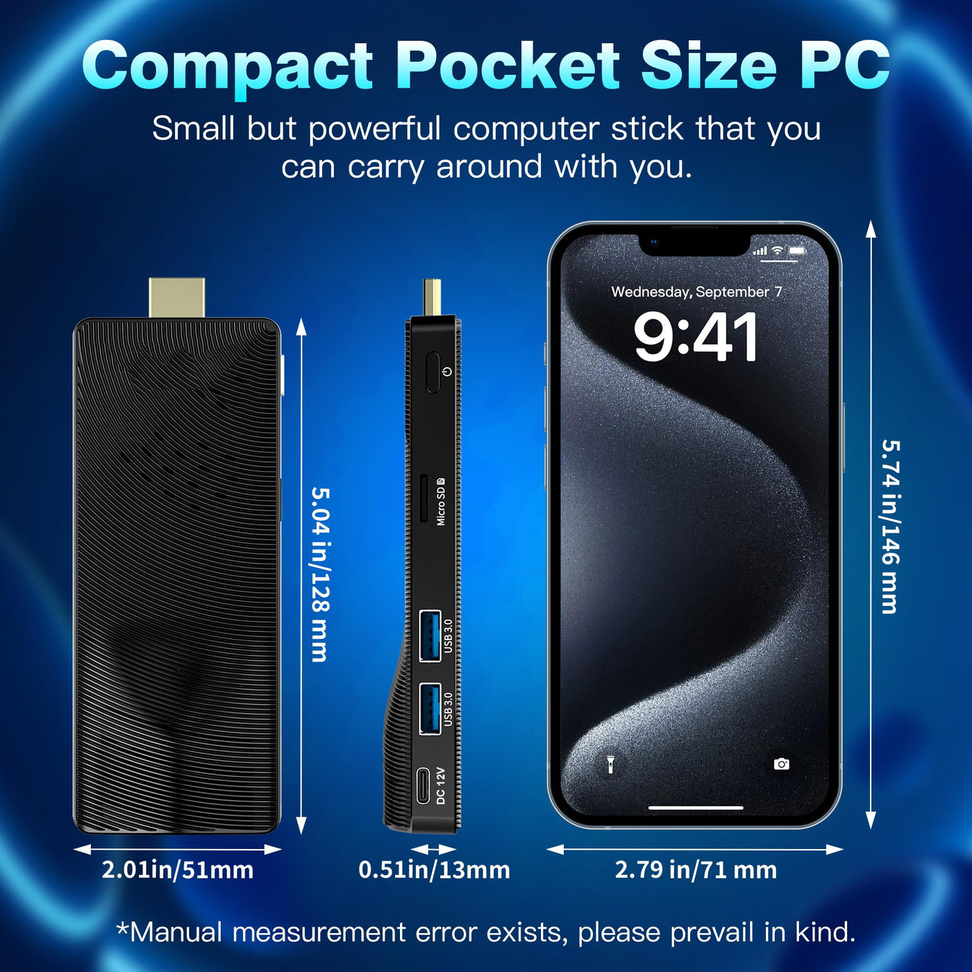 HEIGAOLAPC Mini PC Stick Win 10, Fanless Mini Computer, Pentium N4200 4GB 128GB eMMC (1.1 GHz), USB3.0 X 2, RJ45 Gigabit Ethernet 4K 60Hz, WiFi BT 5.0 HDMI 2.0 für Geschäft Zuhause Büro