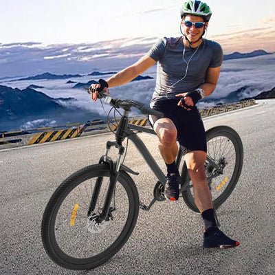 TkkMivcOC 26 Zoll Mountainbike, 21 Gang Fahrrad mit Schutzblechen, Scheibenbremse, Kohlenstoffreicher Stahl, Vorne Federung, Verstellbarer Sitz, für Jungen Mädchen Damen Herren