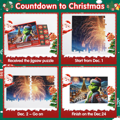 2025 Puzzle Adventskalender für Erwachsene und Kinder, 24 Boxen 1008 Teile Puzzle Weihnachts Countdown Geschenke, Adventskalender Weihnachts Deko Innen