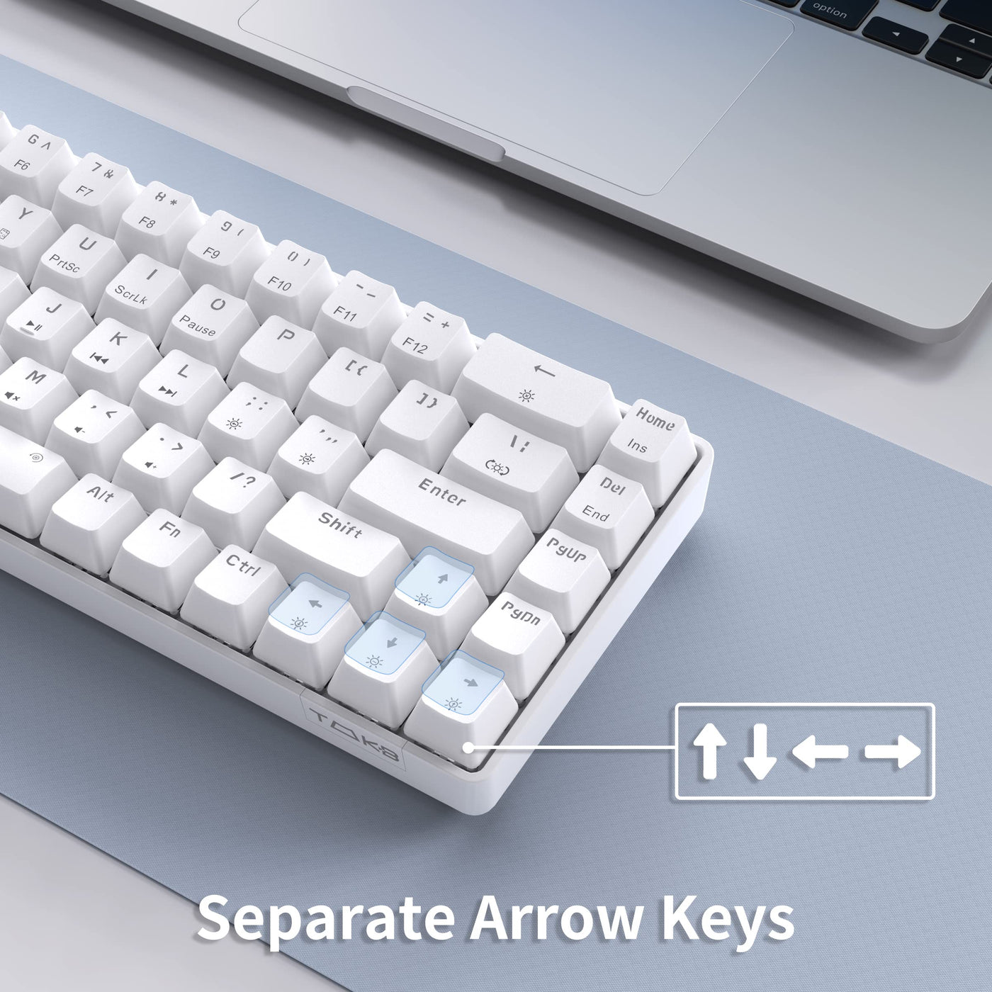 TMKB Mechanische Gaming Tastatur, T68se 60% Prozent Tastatur mit USB Kabel, Anti Ghosting QWERTY Layout Mini Brown Switches Keyboard für PC Windows/Mac OS, Weiß