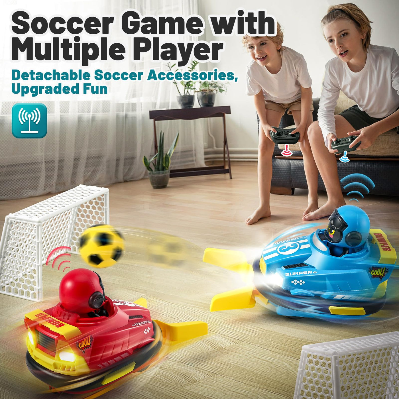 FRUSE Ferngesteuertes Auto ab 3 Jahre,2 Stück Autoscooter Ferngesteuert Kinder,RC Bumper Cars mit Musik und Licht,2,4 GHz Ferngesteuertes Fußballwagen RC Auto Spielzeug,Geschenke für Jungen Mädchen