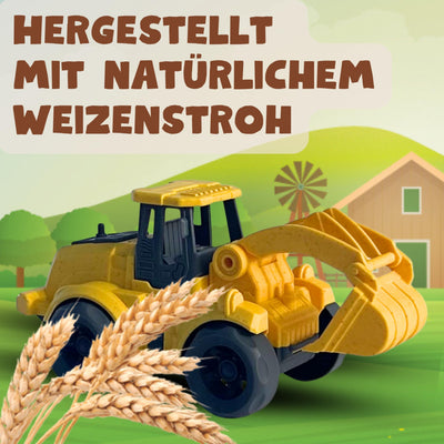 BIOPLAY® Bagger Spielzeug ab 2 Jahre | Bio Kunststoff | Bewegliche Baggerschaufel | Nachhaltiges Spielzeug ab 18 Monate für Jungen und Mädchen | Indoor und Outdoor | Baustellenfahrzeug