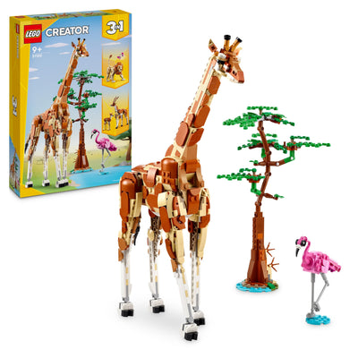 LEGO Creator 3in1 Tiersafari, Kreativ-Set mit Tierfiguren, 3 Baumöglichkeiten: Spielzeug-Giraffe, Gazellen und Löwe, Spielzeug-Tiere für Mädchen und Jungen, Natur-Geschenk für Kinder ab 9 Jahren 31150