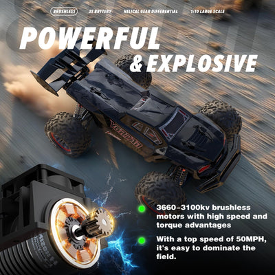 Hosim 1/8 Brushless Ferngesteuertes Auto 80 km/h, 3S Lipo 11.1V 2600mAh RTR RC Auto Offroad 4wd, RC Car Schnell Erwachsene Wasserdicht RC Monstertruck