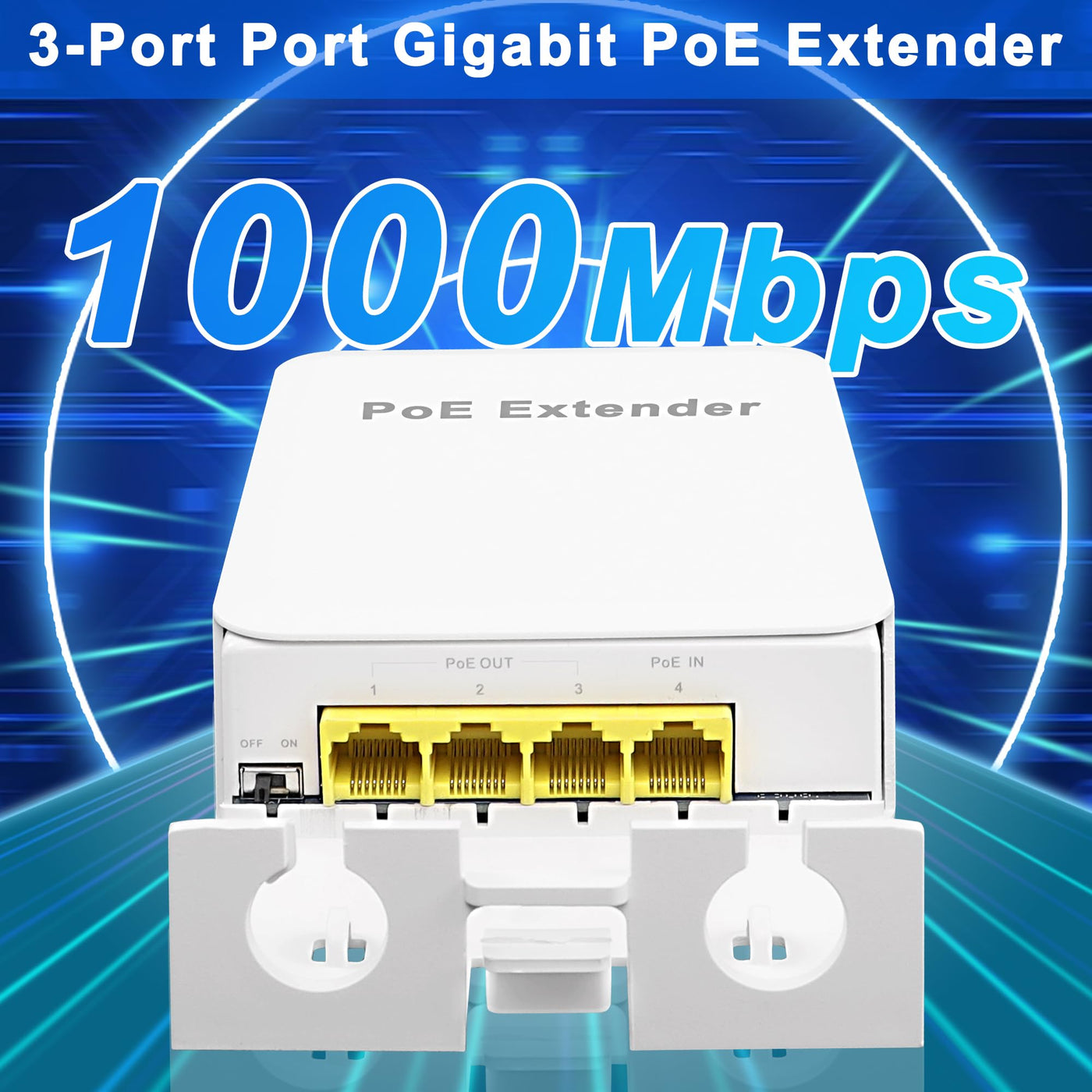 MEIRIYFA Gigabit PoE Extender Outdoor 4 Ports PoE Switch IEEE 802.3 af/at PoE Repeater, 1000Mbps 1 PoE in 3 PoE Out Waterproof 30W 100m of Power and Data for PoE Injector and Security Camera