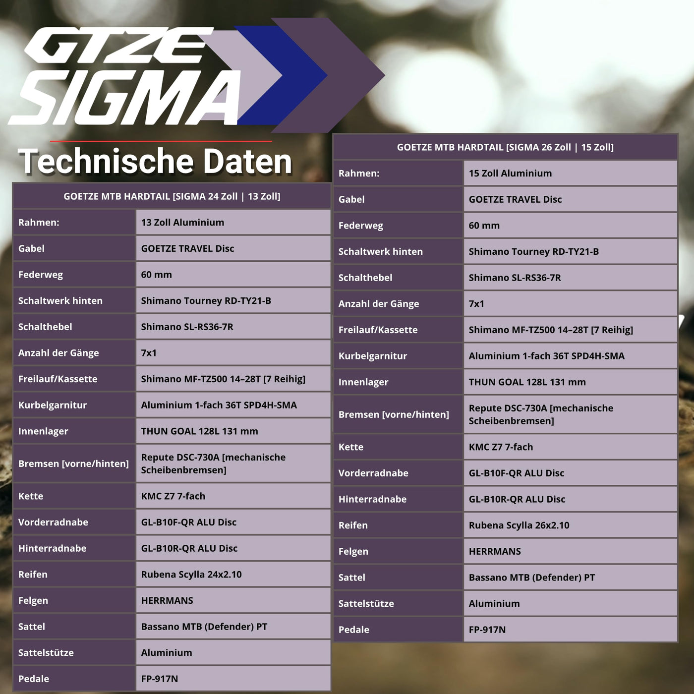 Goetze Sigma 26 x 2.10 Zoll Jugendfahrrad | MTB Hardtail | 7-Gang Kettenschaltung mit Drehgriff | Mechanische Scheibenbremsen | Aluminiumrahmen 15" | Federgabel | ab 145 cm Körpergröße