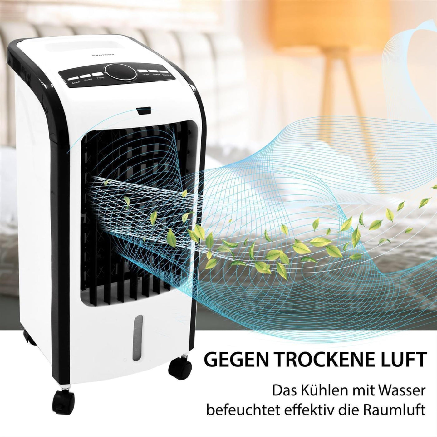 Syntrox Mobiles Klimagerät Air | Luftkühler mit Wasser | Verdunstungskühler, Lufterfrischer und Luftbefeuchter, mit Fernbedienung, gegen trockene Luft
