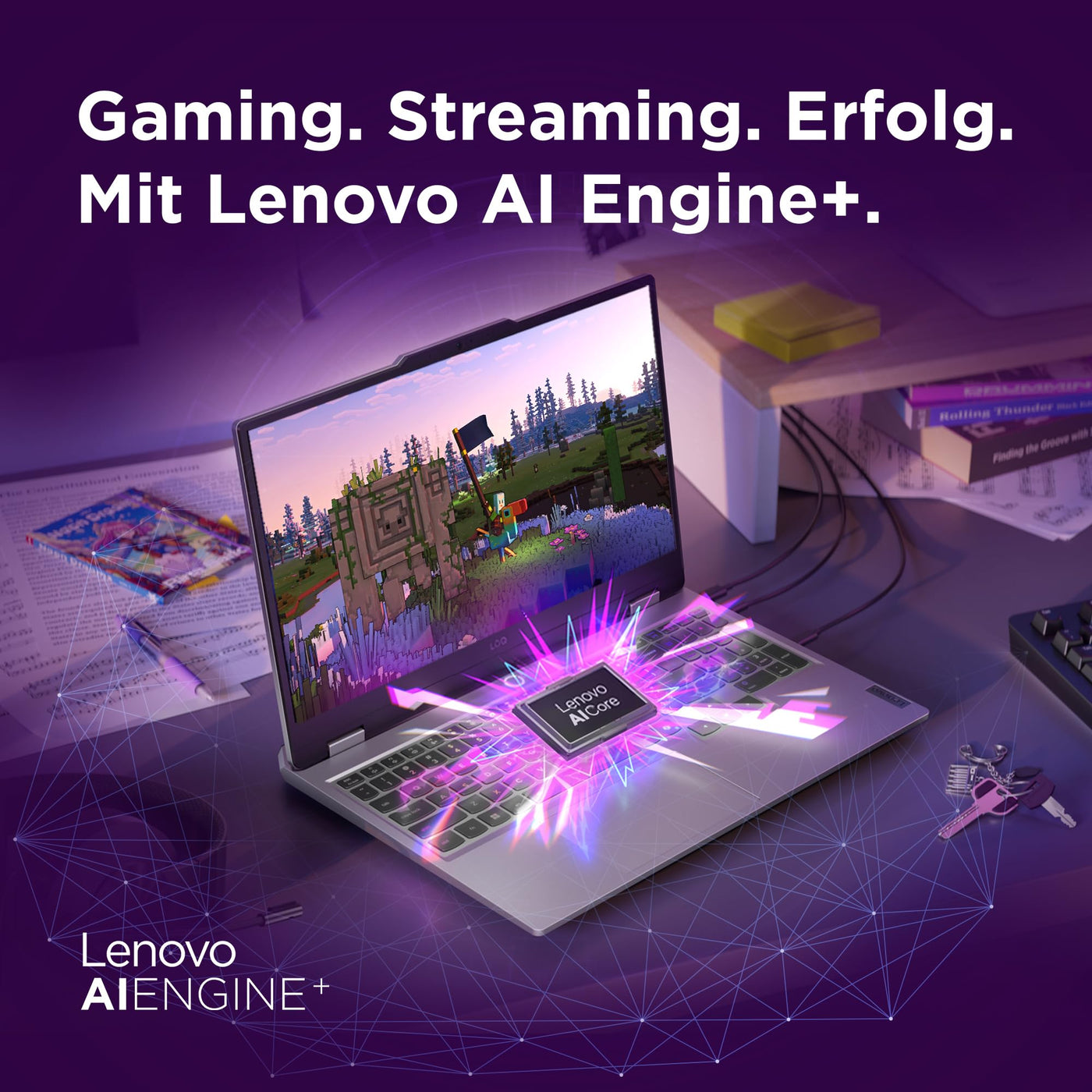 Lenovo LOQ Gaming AI Laptop | 15.6" Full HD 144Hz LCD Display |NVIDIA GeForce RTX 5060 | AMD Ryzen 7 250 | 16GB RAM | 1TB SSD | Win11 | QWERTZ | Luna Grau | Weiss beleuchtet | 3 Monate GamePass