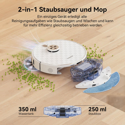 Tesvor S8Pro Saugroboter mit Wischfunktion -6000Pa Staubsauger Roboter 3in1 Roboterstaubsauger+LiDAR-Navigation+240 Min Laufzeit,APP/Alexa Steuerung,ideal für Haustierhaare,Teppiche,Hartböden.