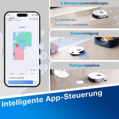 ECOVACS DEEBOT N20 Plus Saugroboter mit Wischfunktion, 8000Pa Saugkraft, staubbeutellose PureCyclone Station, Anti-Haar-Verhedderung, bis zu 300 Minuten Laufzeit, White
