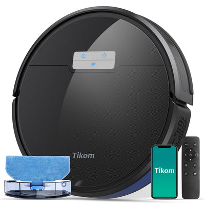 Tikom G8000 Pro Saugroboter mit Wischfunktion 2 in 1, Staubsauger Roboter, 4500Pa Starke Saugkraft Roboterstaubsauger, Selbstaufladend, WLAN, 150Mins Max, für Tierhaare, Teppich, Hartboden